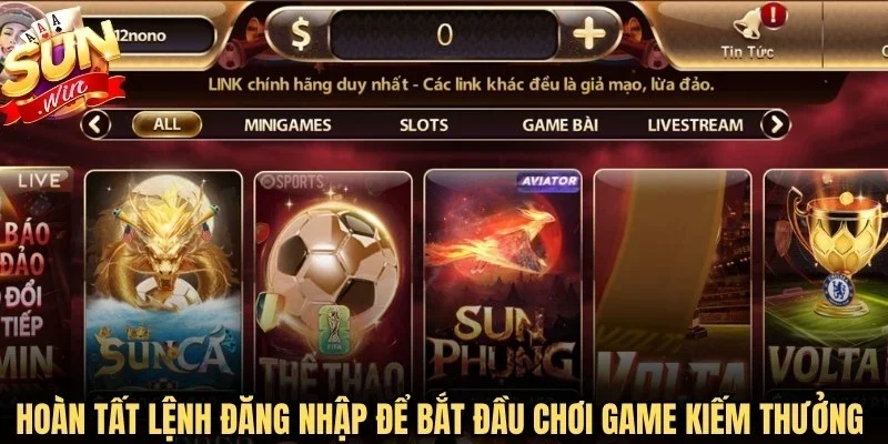 Hoàn tất lệnh đăng nhập để bắt đầu chơi game kiếm thưởng cao