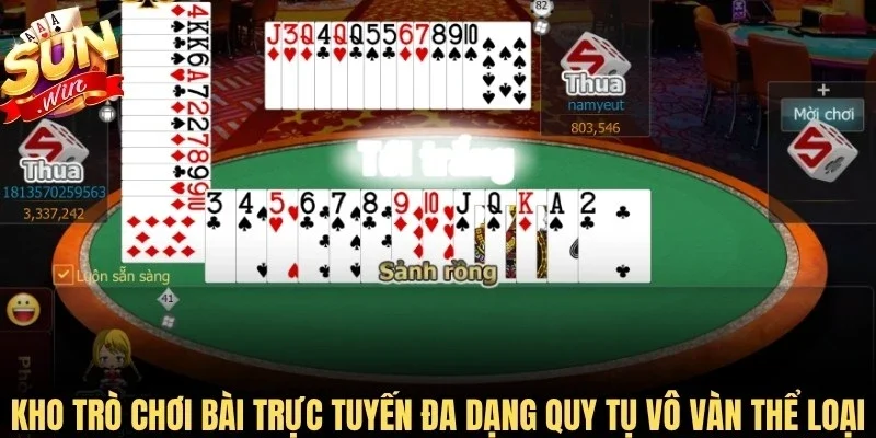 Kho trò chơi bài trực tuyến đa dạng quy tụ vô vàn thể loại