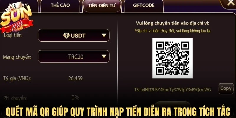 Quét mã QR giúp quy trình nạp tiền Sunwin diễn ra chỉ trong tích tắc