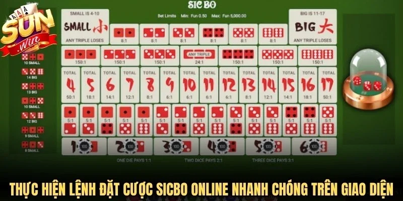 Thực hiện lệnh đặt cược Sicbo online nhanh chóng trên giao diện di động